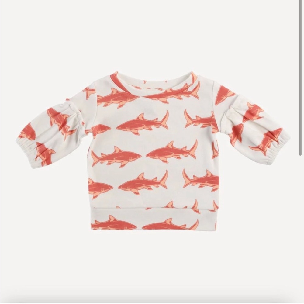 NWT! Kate Quinn Shark Bubble Sleeve Shirt, Size 6Y